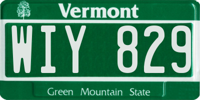 VT license plate WIY829