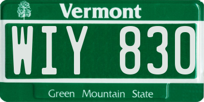 VT license plate WIY830