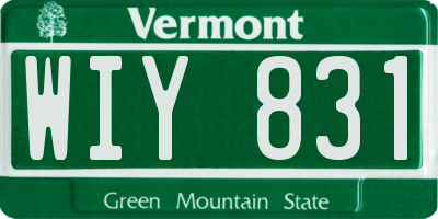 VT license plate WIY831