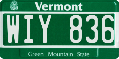 VT license plate WIY836