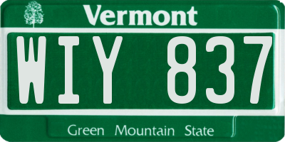 VT license plate WIY837