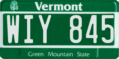 VT license plate WIY845