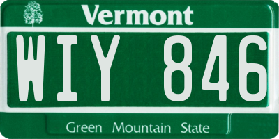 VT license plate WIY846