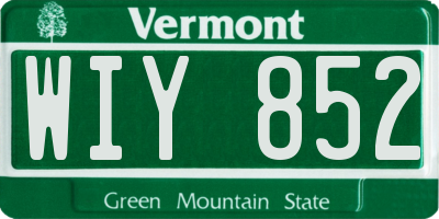 VT license plate WIY852