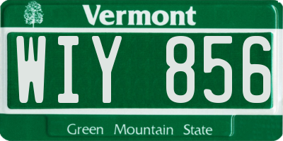 VT license plate WIY856