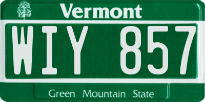 VT license plate WIY857