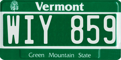 VT license plate WIY859