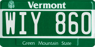VT license plate WIY860