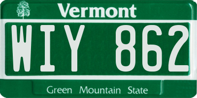 VT license plate WIY862