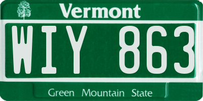 VT license plate WIY863
