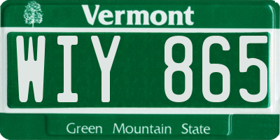VT license plate WIY865