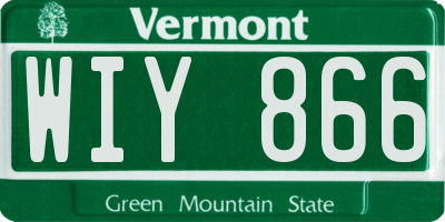 VT license plate WIY866