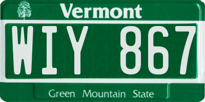 VT license plate WIY867