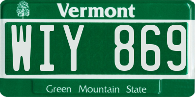 VT license plate WIY869