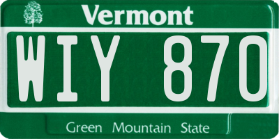 VT license plate WIY870