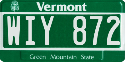 VT license plate WIY872