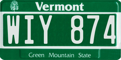 VT license plate WIY874