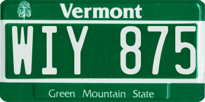 VT license plate WIY875