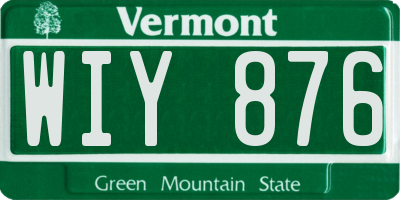 VT license plate WIY876