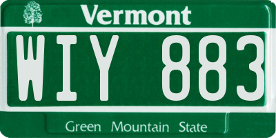 VT license plate WIY883