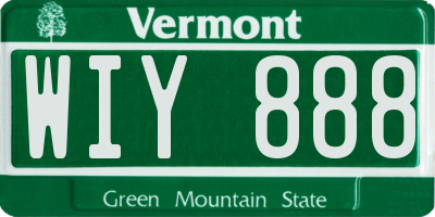 VT license plate WIY888