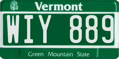 VT license plate WIY889