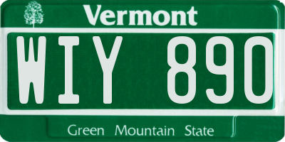 VT license plate WIY890