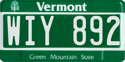 VT license plate WIY892