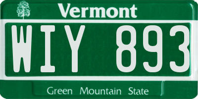 VT license plate WIY893