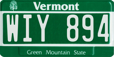 VT license plate WIY894