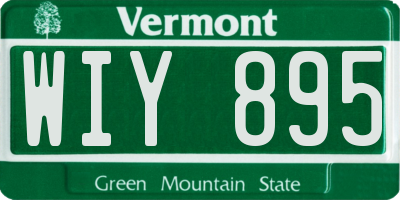 VT license plate WIY895