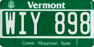 VT license plate WIY898