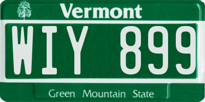 VT license plate WIY899