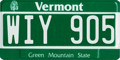 VT license plate WIY905