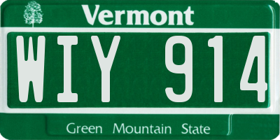 VT license plate WIY914
