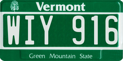VT license plate WIY916