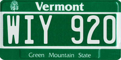VT license plate WIY920