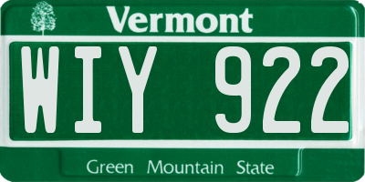 VT license plate WIY922
