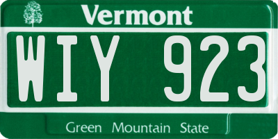 VT license plate WIY923