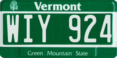 VT license plate WIY924