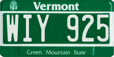 VT license plate WIY925