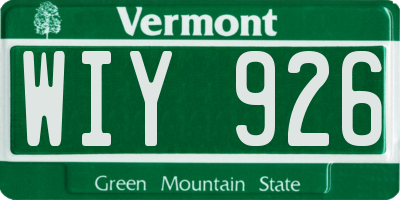 VT license plate WIY926