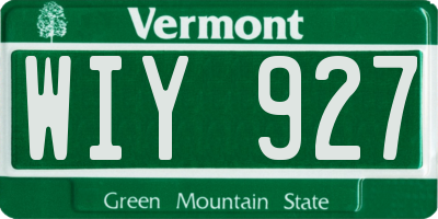 VT license plate WIY927