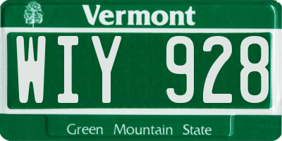 VT license plate WIY928