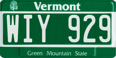 VT license plate WIY929