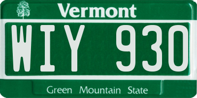 VT license plate WIY930