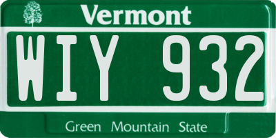 VT license plate WIY932