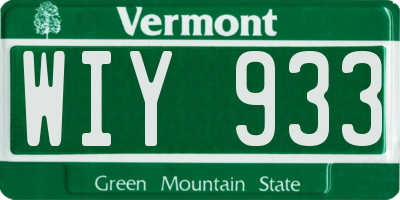 VT license plate WIY933
