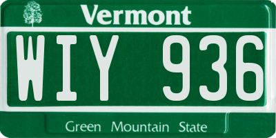 VT license plate WIY936