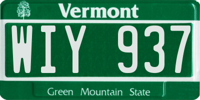 VT license plate WIY937